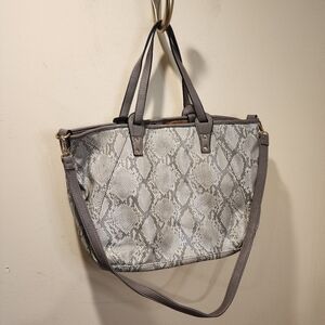 LOUENHIDE Gray Snake Print Large Tote Bag Wiyh Long Straps